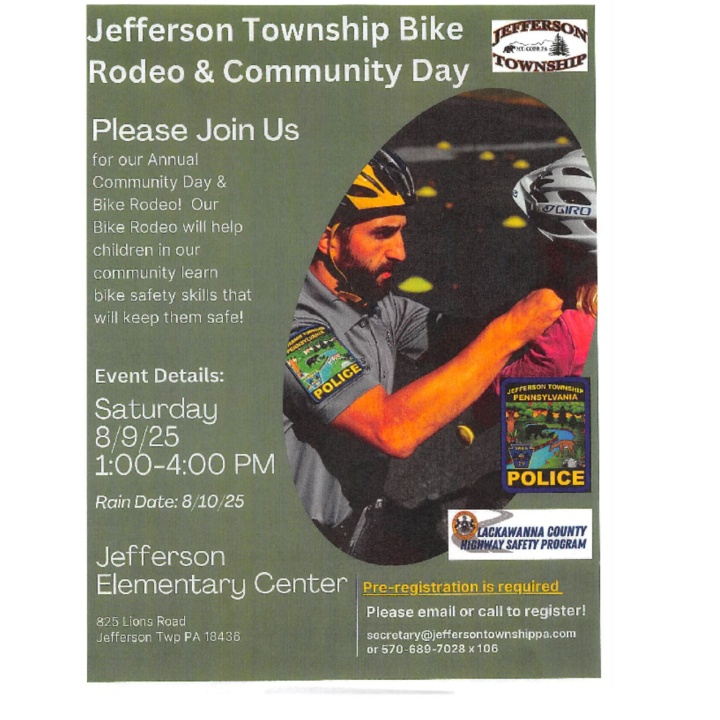 Bike Rodeo and Community Day August 9, 2025 1 to 4pm  